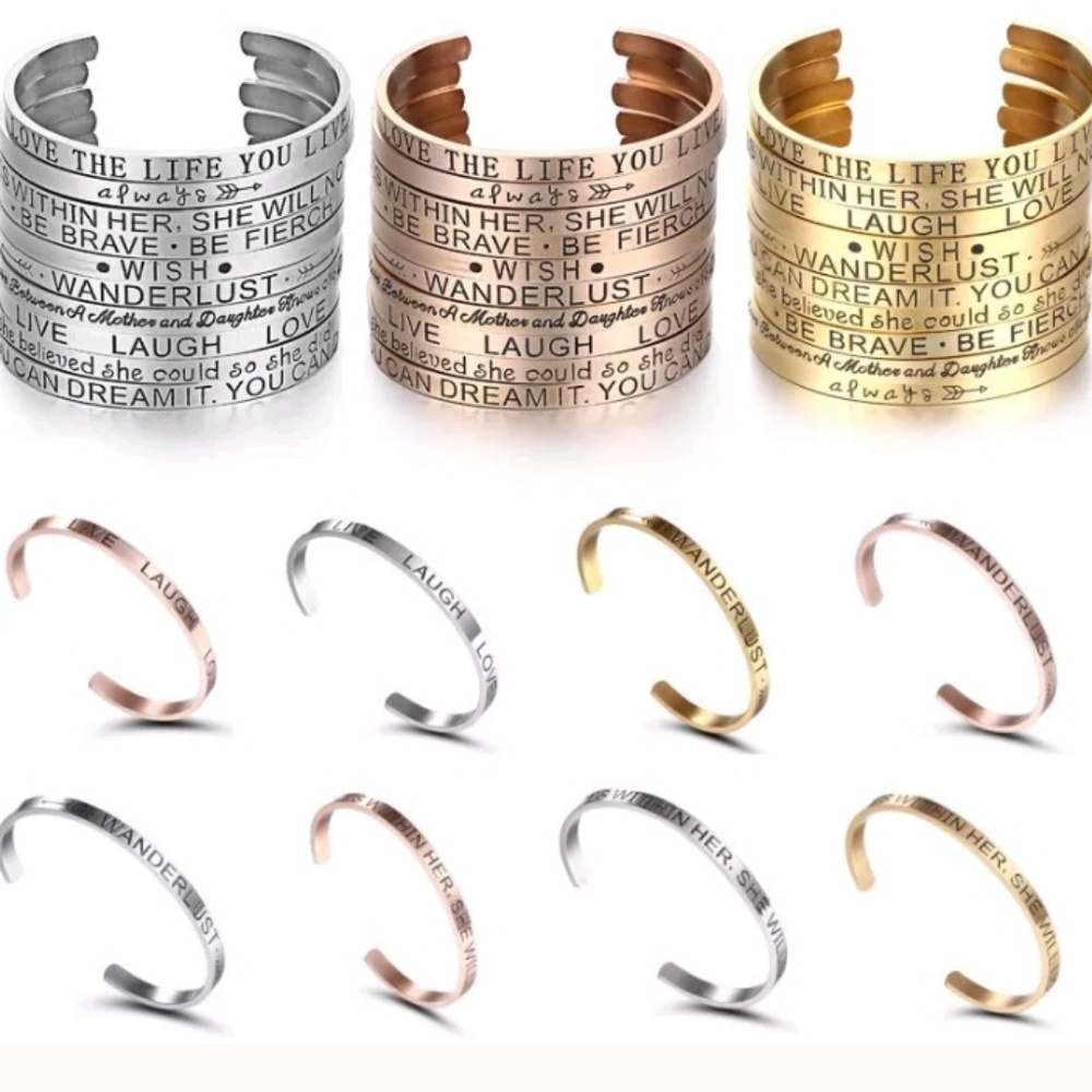 NEW Stainless Steel Inspirational Cuff Bracelets - Picture 2 of 4